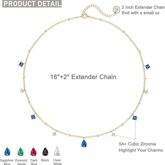 Elegant Gold Teardrop Necklace for Women with Sparkling Cubic Zirconia in 5 Colo - Picture 5 of 6